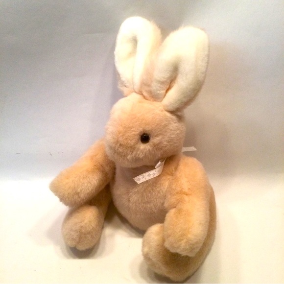 Vintage Eden Bunny Rabbit 10" Plush Cream & White Jointed Floral Bow Stuffed Toy - Picture 1 of 6